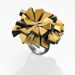 Firework ring - silver, pure gold, niello, patina, 2016